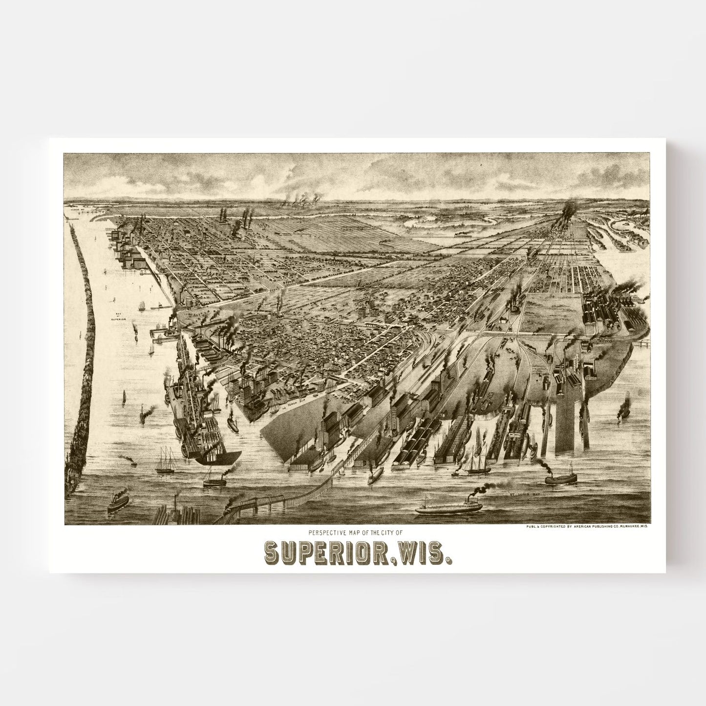 Vintage Map of Superior, Wisconsin, 1893