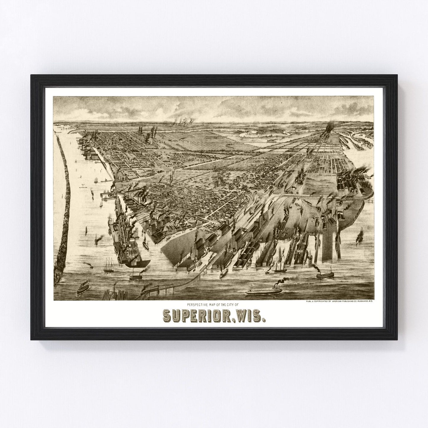 Vintage map of Superior, Wisconsin, 1893