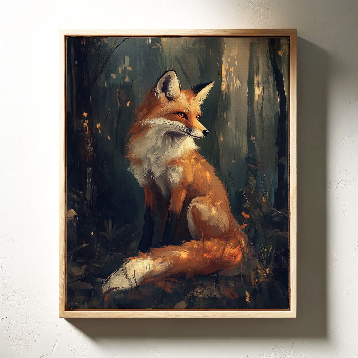 Fox in Mystical Forest Woodland Animal Wall Art Print