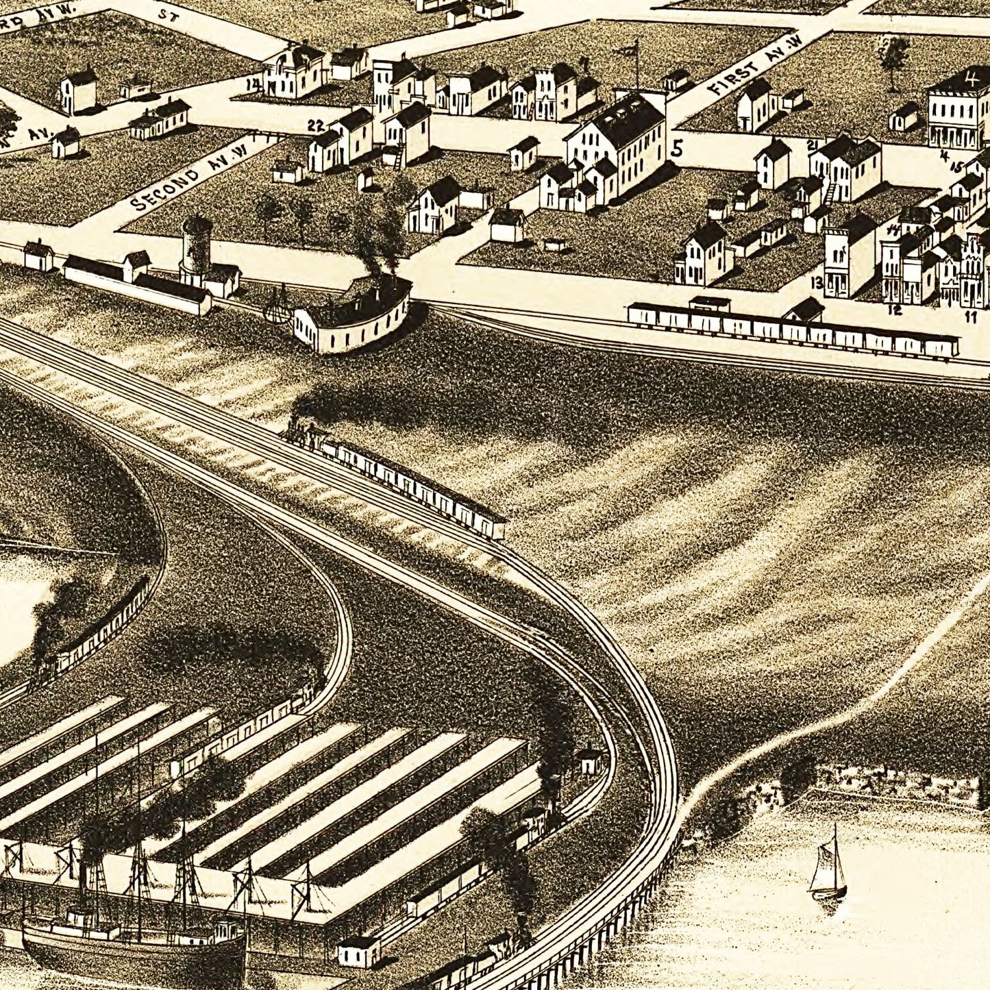Vintage Map of Washburn, Wisconsin, 1886