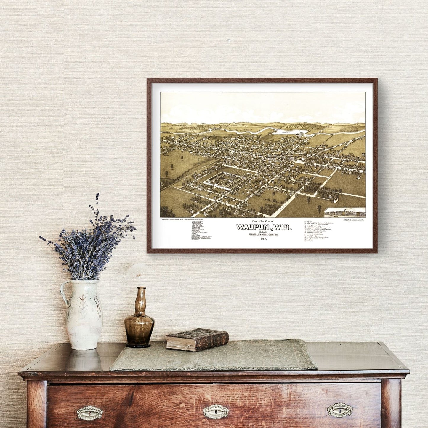 Vintage Map of Waupun, Wisconsin, 1885