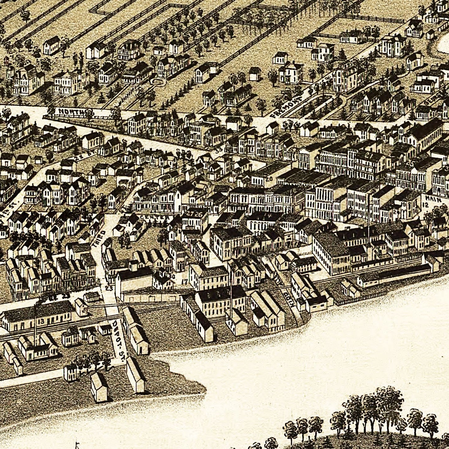 Vintage Map of Whitewater, Wisconsin 1885