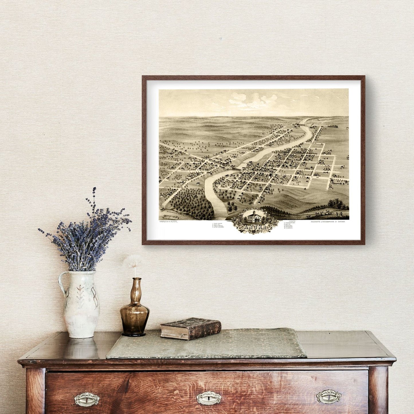 Vintage Map of Anoka, Minnesota, 1869
