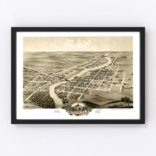 Restored vintage map of Anoka, Minnesota, 1869