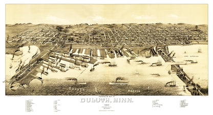 Vintage Map of Duluth, Minnesota, 1887