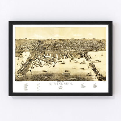 Vintage map of Duluth, Minnesota, 1887