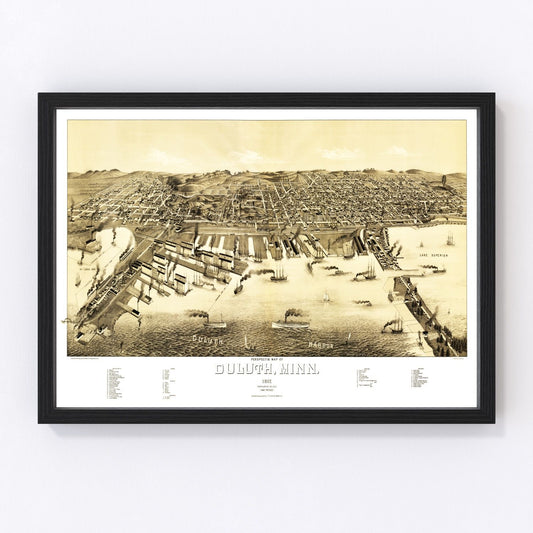 Vintage map of Duluth, Minnesota, 1887