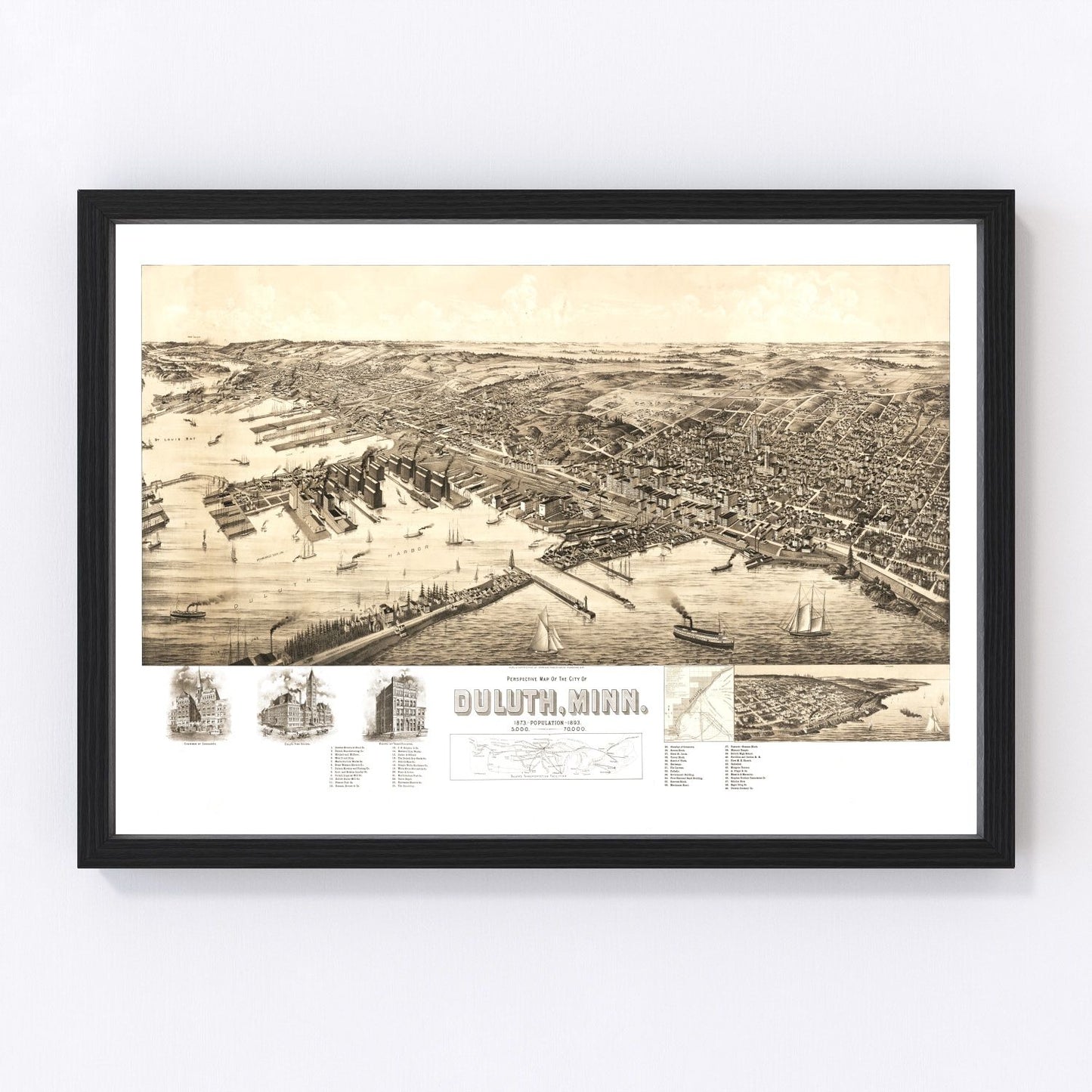 Vintage map of Duluth, Minnesota, 1893