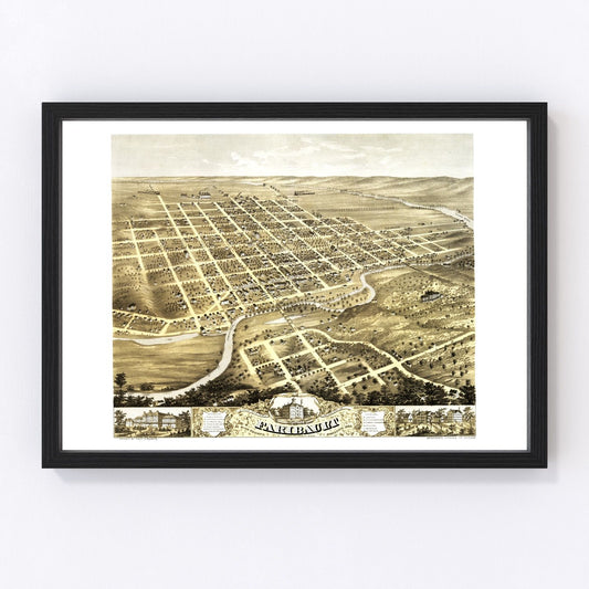 vintage map of Faribault, Minnesota, 1869