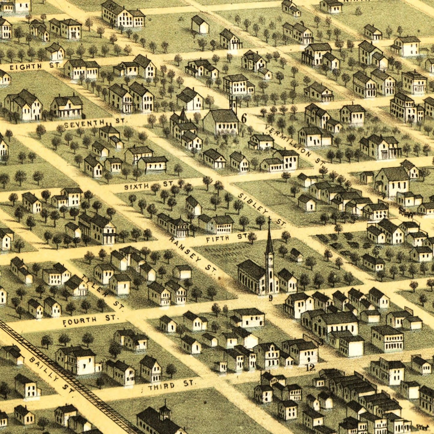Vintage Map of Hastings, Minnesota, 1867