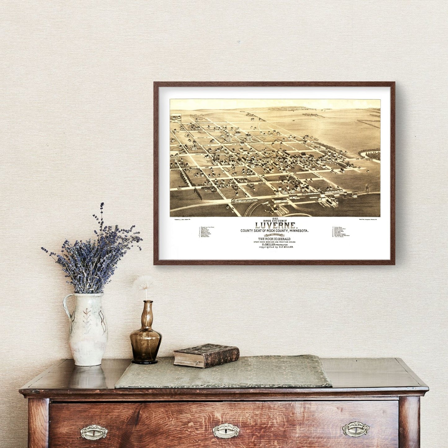 Vintage Map of Luverne, Minnesota, 1883
