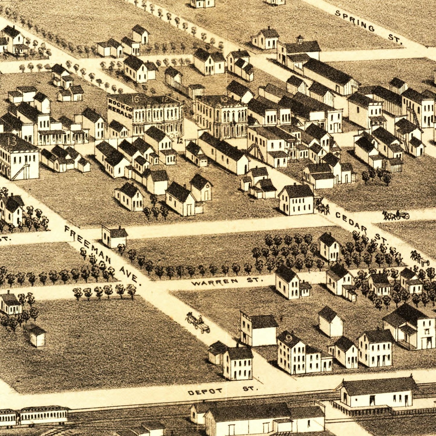 Vintage Map of Luverne, Minnesota, 1883