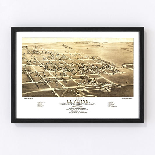 Vintage map of Luverne, Minnesota, 1883