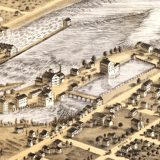 Vintage Map of Minneapolis, Minnesota, 1867