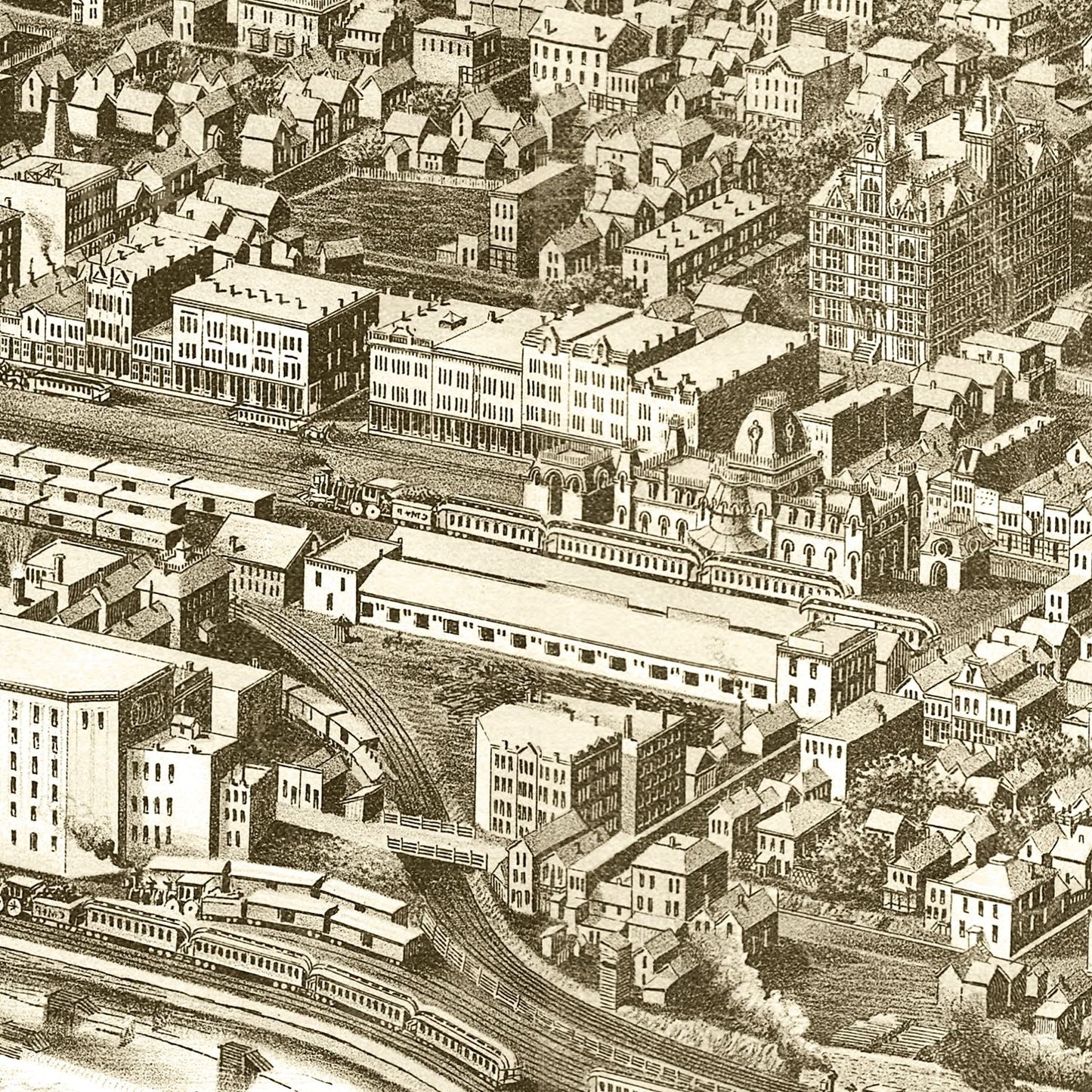 Vintage Map of Minneapolis, Minnesota, 1885