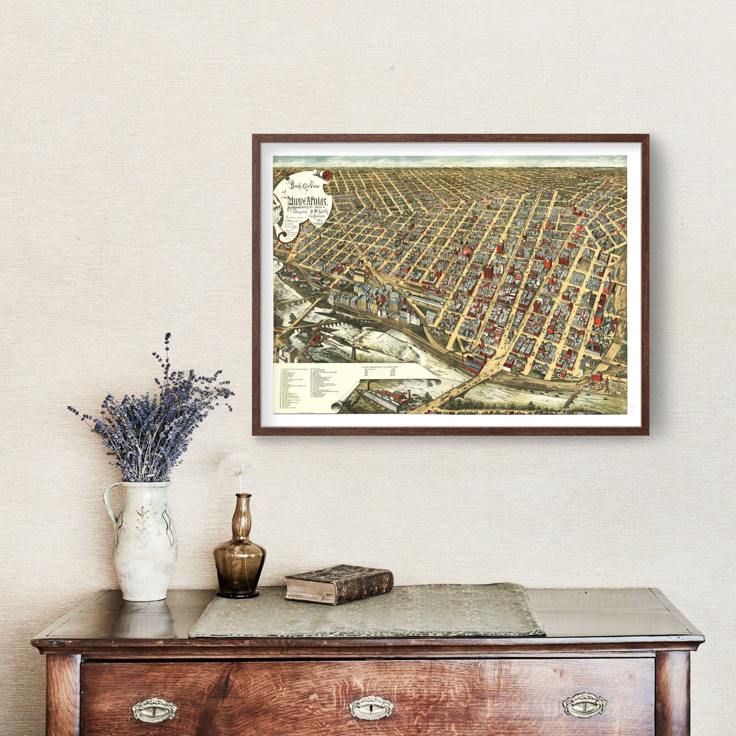 Vintage Map of Minneapolis, Minnesota, 1891 III
