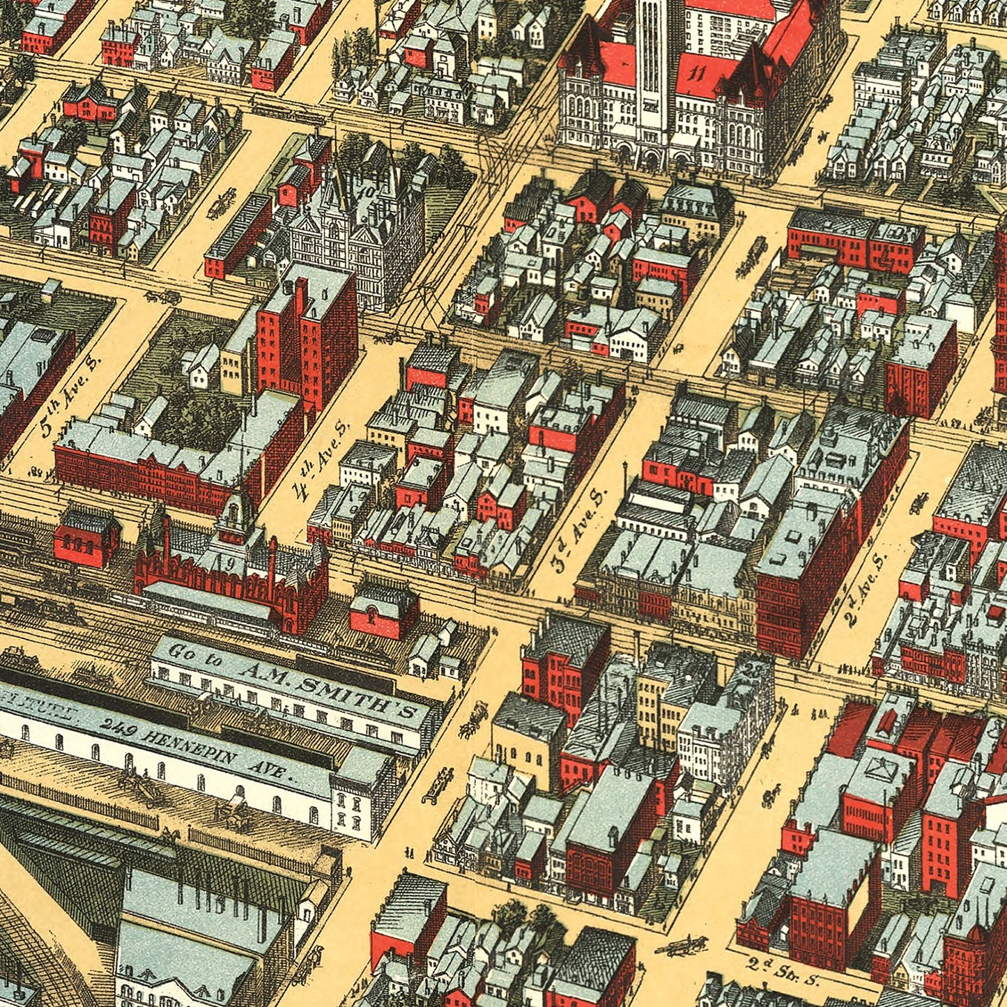 Vintage Map of Minneapolis, Minnesota, 1891 III
