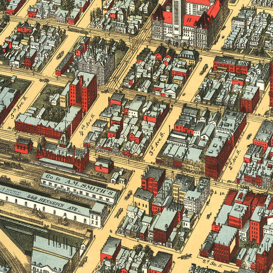 Vintage Map of Minneapolis, Minnesota, 1891 III
