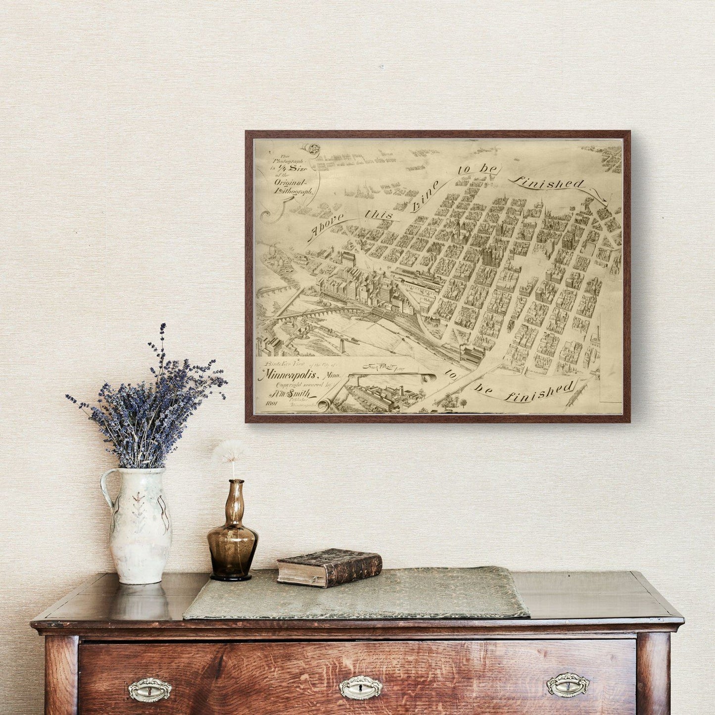 Vintage Map of Minneapolis, Minnesota, 1891