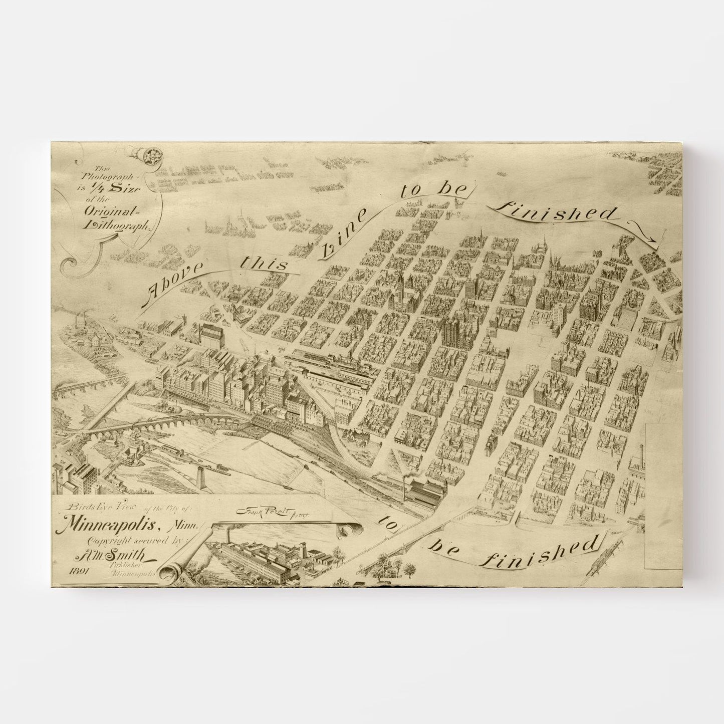 Vintage Map of Minneapolis, Minnesota, 1891