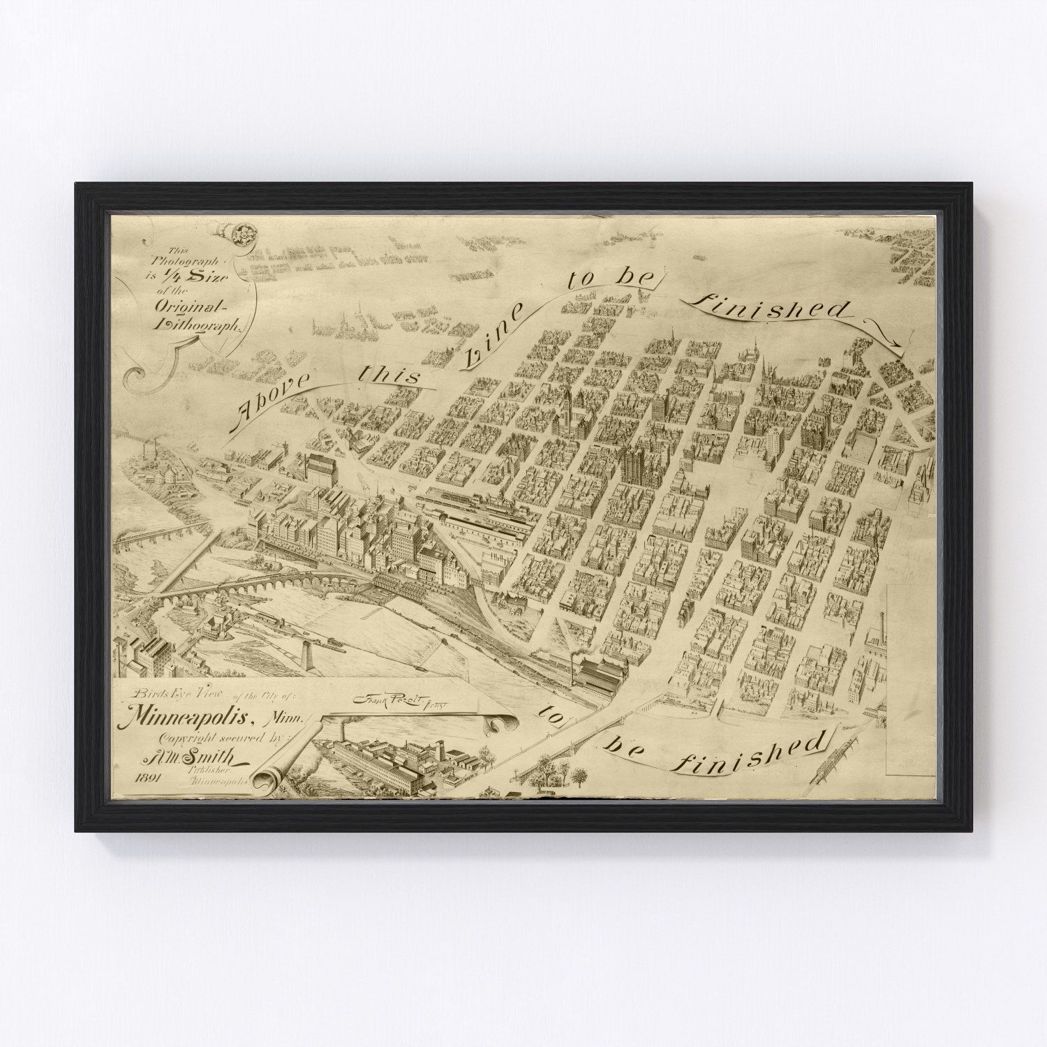 vintage map of Minneapolis, Minnesota, 1891