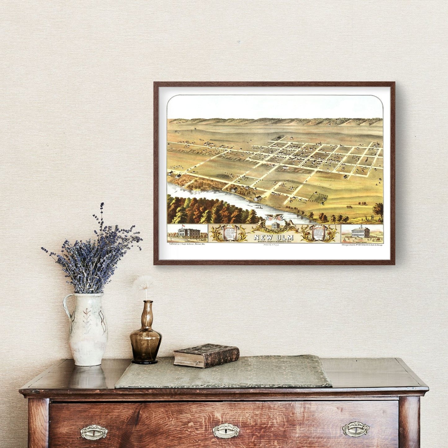 Vintage Map of New Ulm, Minnesota, 1870