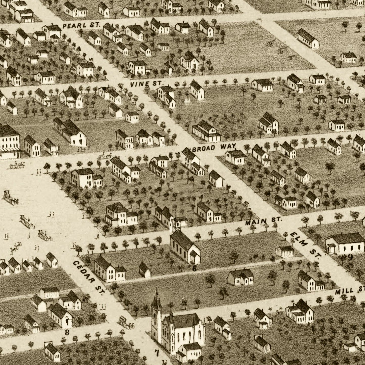 Vintage Map of Owatonna, Minnesota, 1870