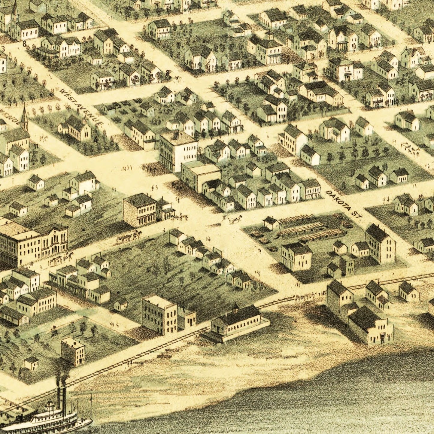 Vintage Map of Red Wing, Minnesota, 1868