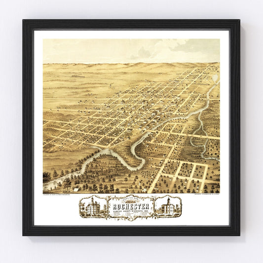 Vintage map of Rochester, Minnesota, 1869