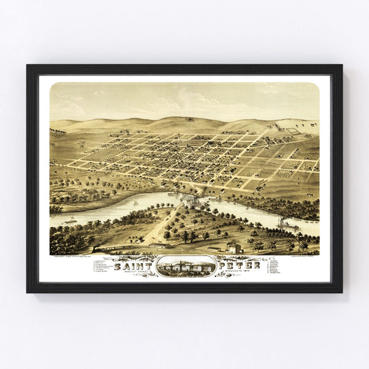 vintage map of Saint Peter, Minnesota, 1870