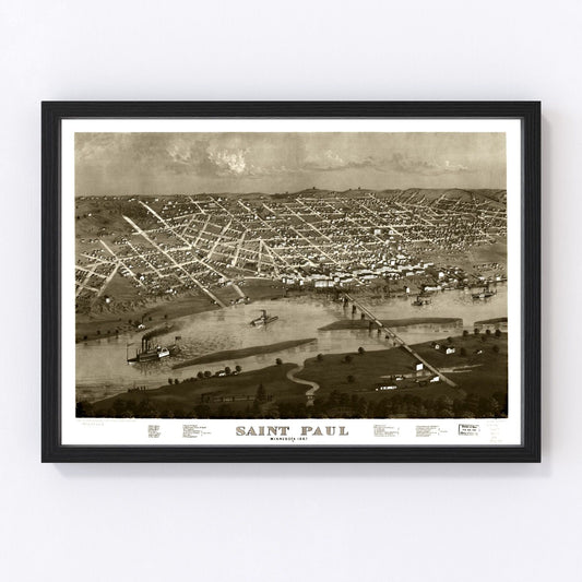 vintage map of St. Paul, Minnesota, 1867