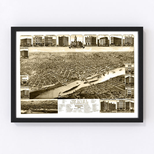 vintage map of St. Paul, Minnesota, 1883