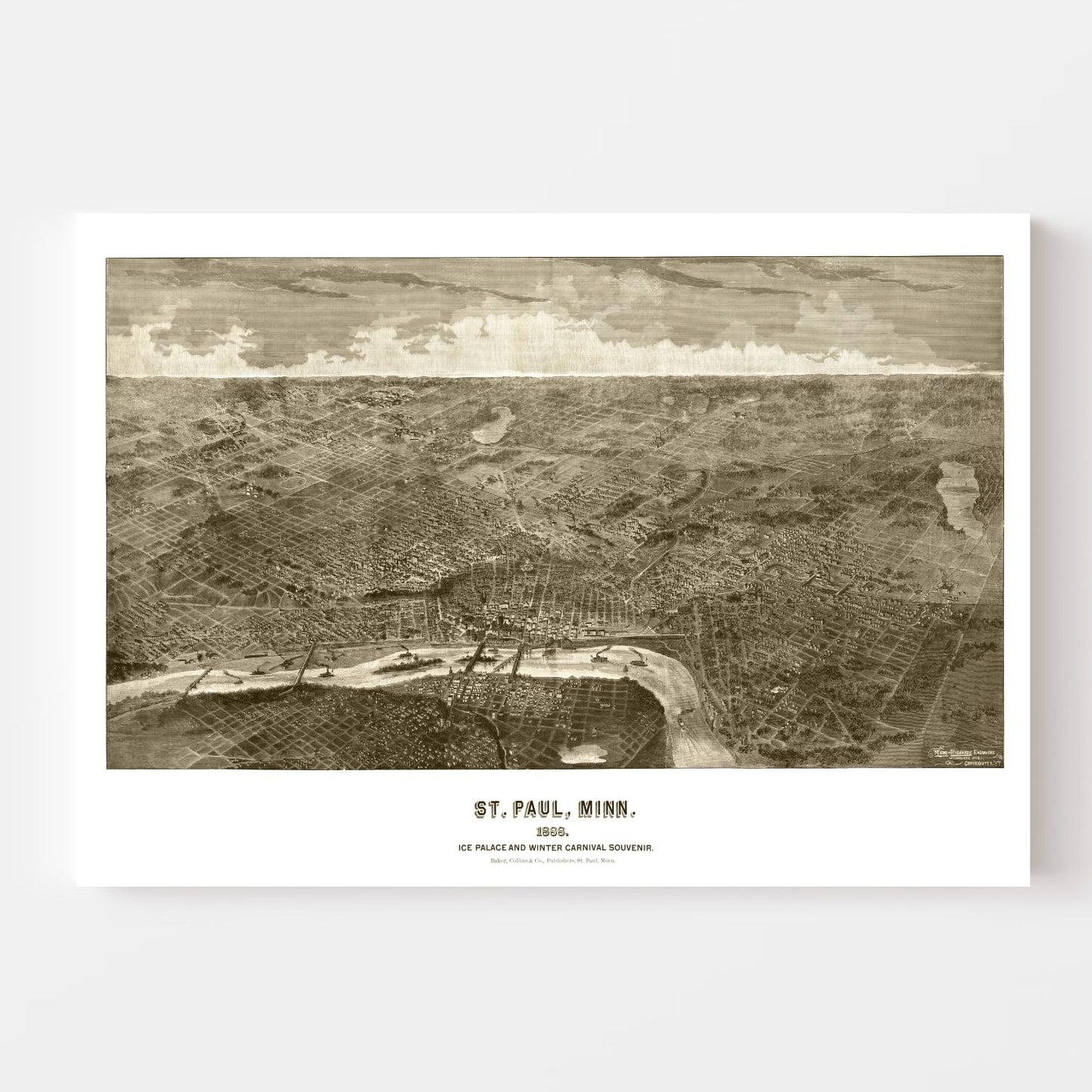 Vintage Map of St. Paul, Minnesota, 1887