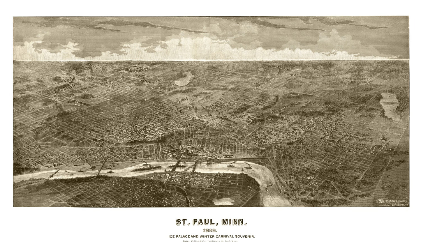 Vintage Map of St. Paul, Minnesota, 1887