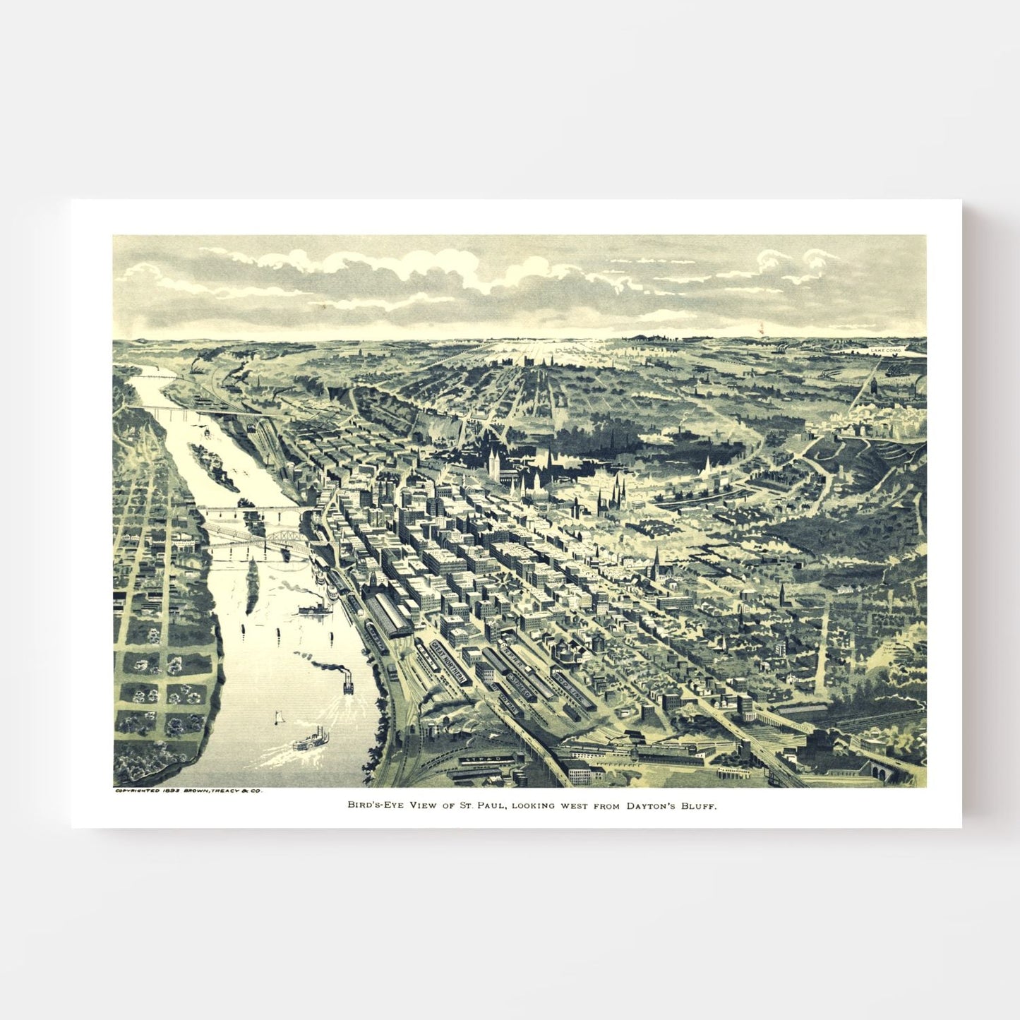 Vintage Map of St. Paul, Minnesota, 1890