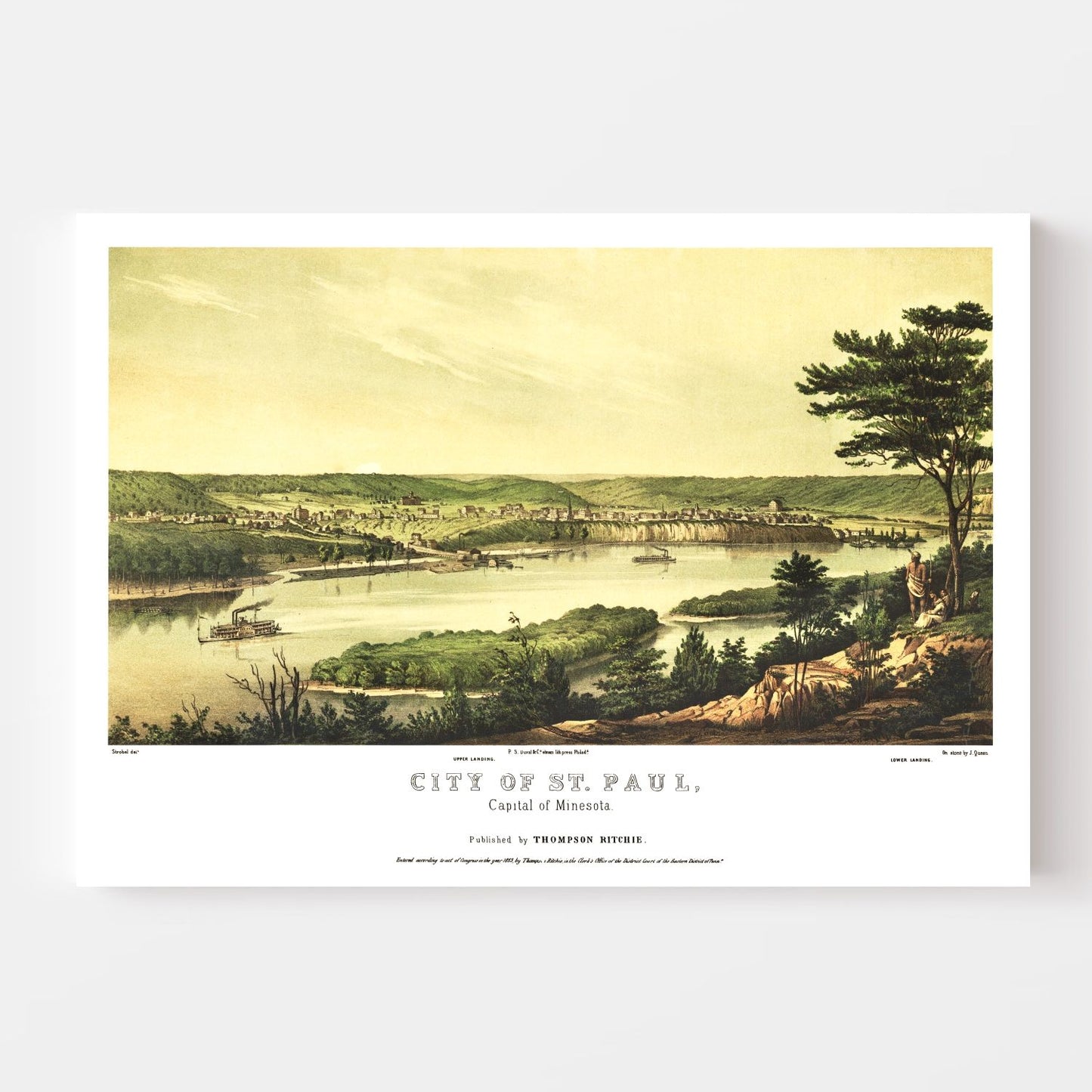 Vintage Map of St. Paul, Minnesota, 1853 II