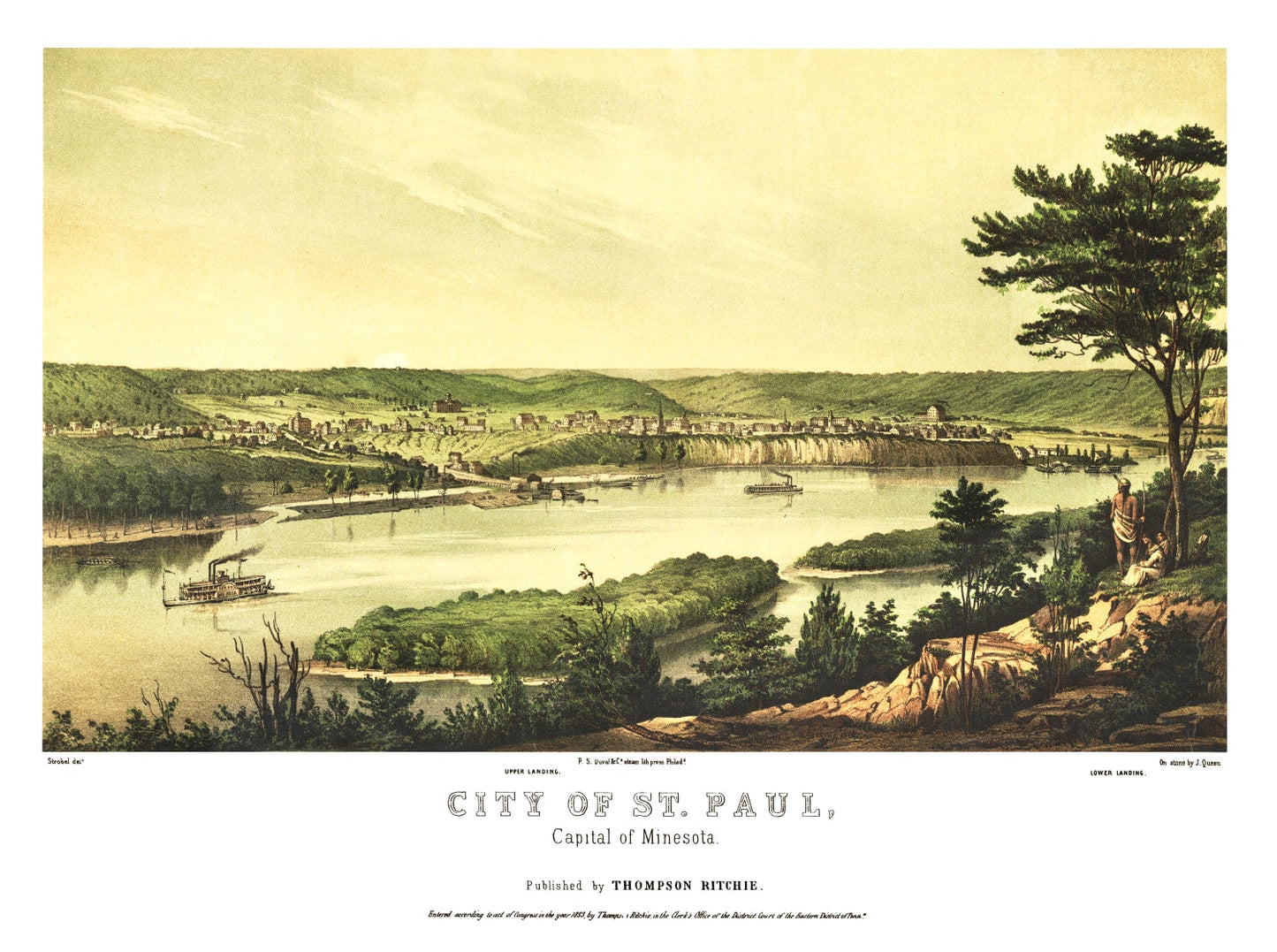 Vintage Map of St. Paul, Minnesota, 1853 II