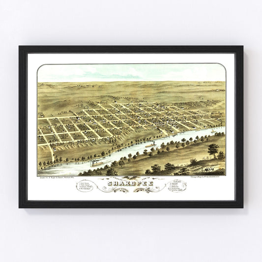 Vintage map of Shakopee, Minnesota, 1869