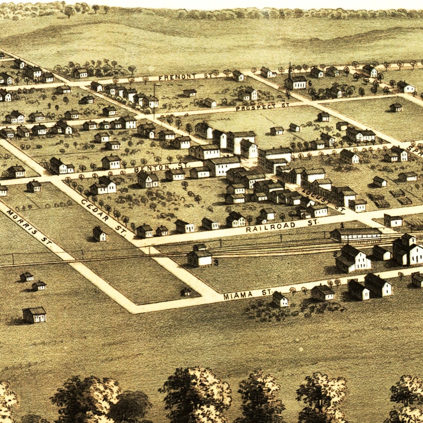Vintage Map of Blairstown, Iowa, 1868