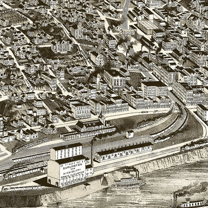 Vintage Map of Burlington, Iowa, 1889 | Wall Art