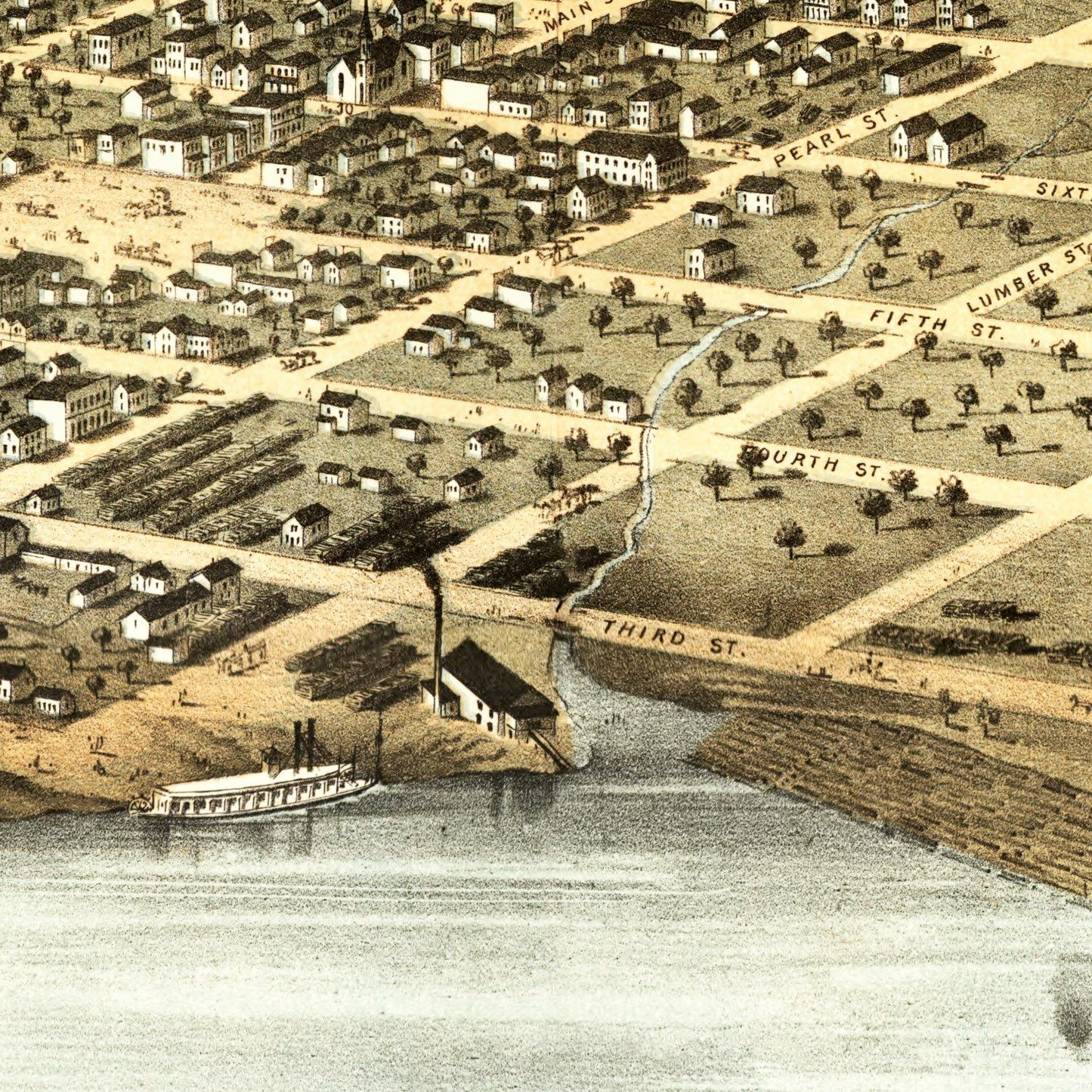 Vintage Map of Lyons, Iowa, 1868