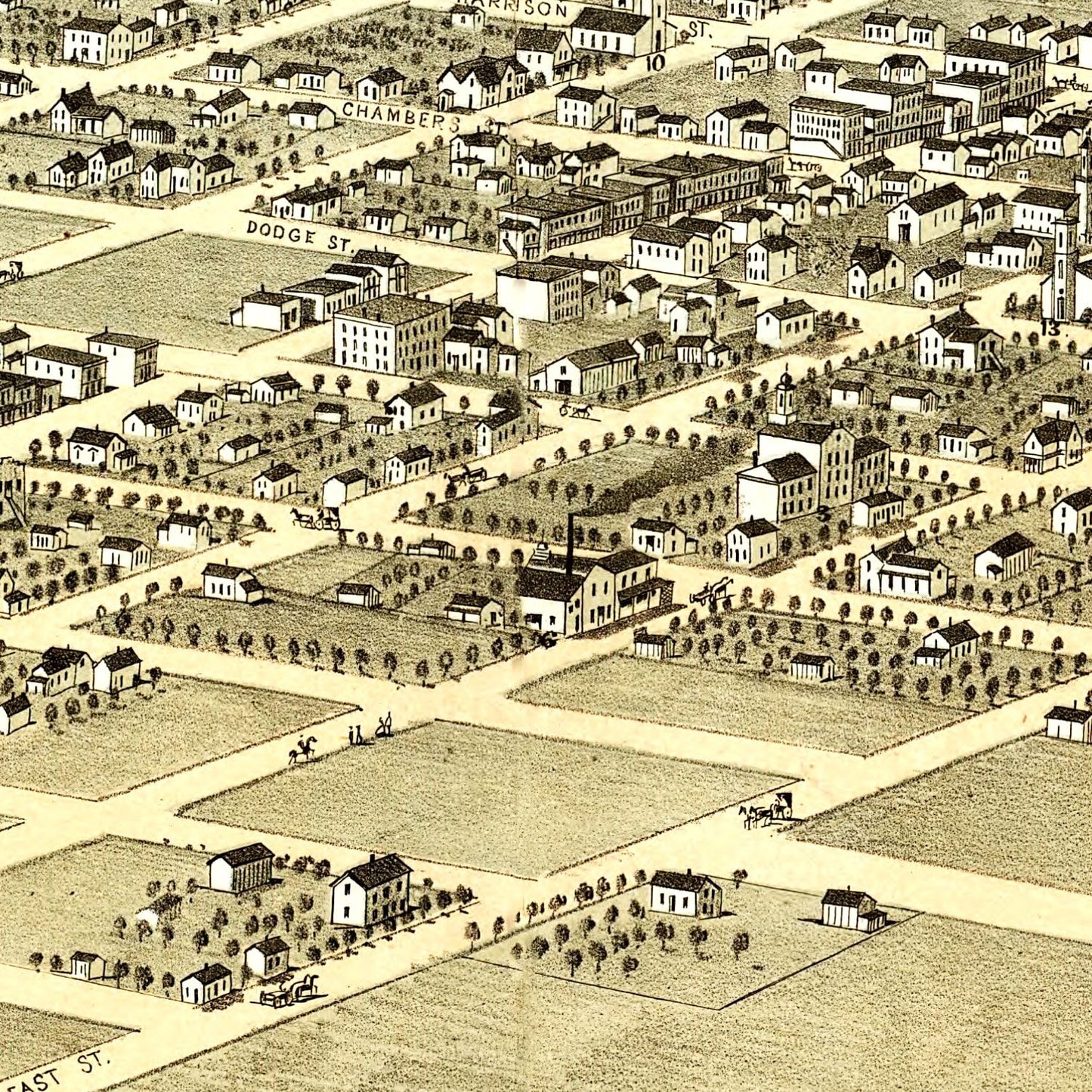 Vintage Map of De Witt, Iowa, 1868