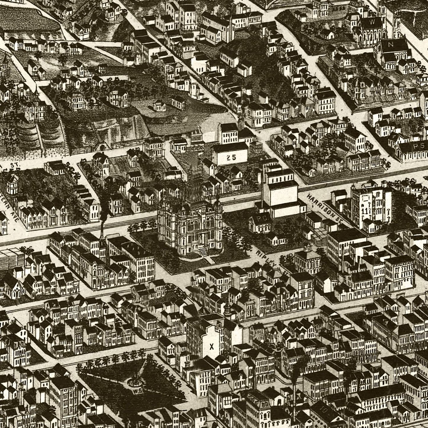 Vintage Map of Davenport, Iowa, 1888