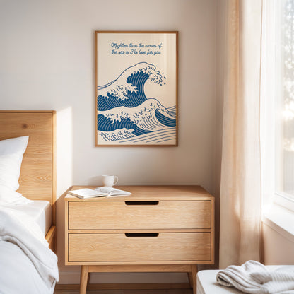 Mightier Than the Waves Ocean Scripture Wall Art