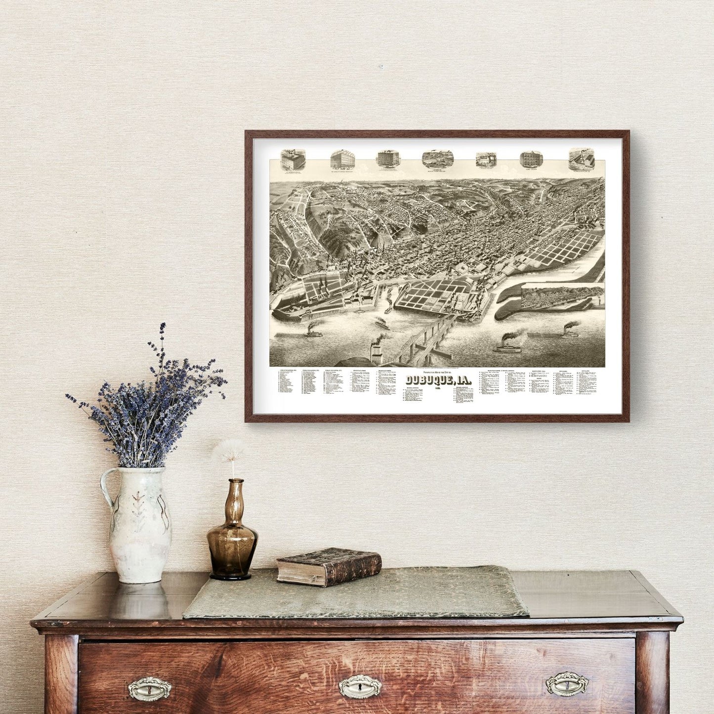 Vintage Map of Dubuque, Iowa, 1889