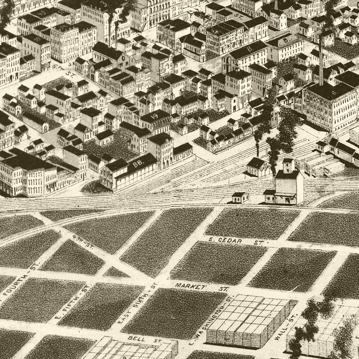Vintage Map of Dubuque, Iowa, 1889