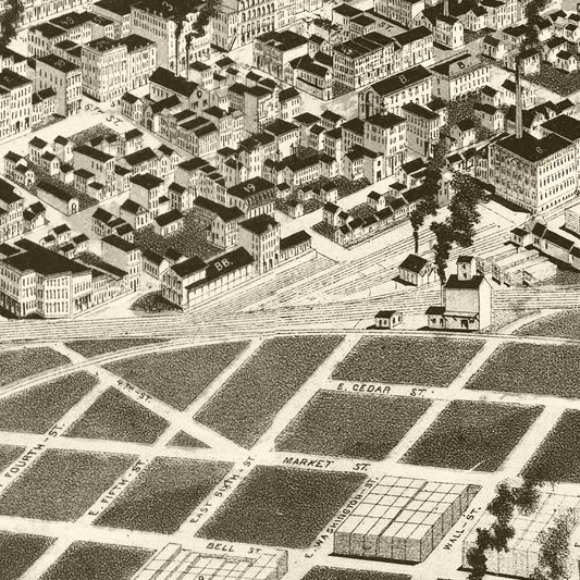 Vintage Map of Dubuque, Iowa, 1889
