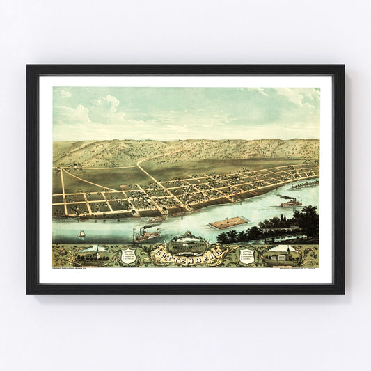 vintage map of Guttenberg, Iowa, 1869