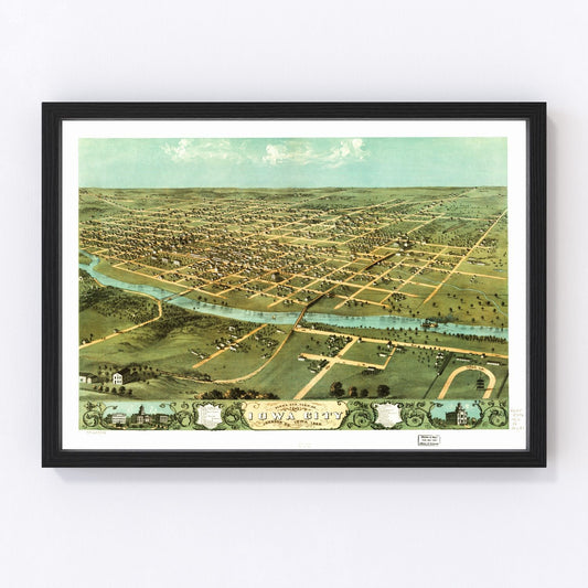 Vintage map of Iowa City, Iowa, 1868