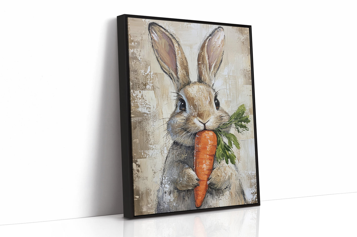 Bunny with Carrot Rustic Farmhouse Animal Wall Art Print